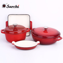 4 PCS cast iron kitchen enamel casserole set